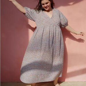 Marianna Puff-Sleeve Midi Dress in Dream-On Daisies